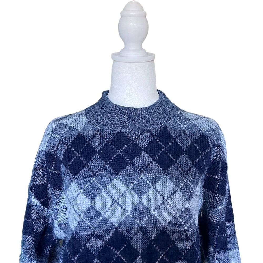 Vintage Separate Issue Men's Medium Blue Argyle Pullover Sweater